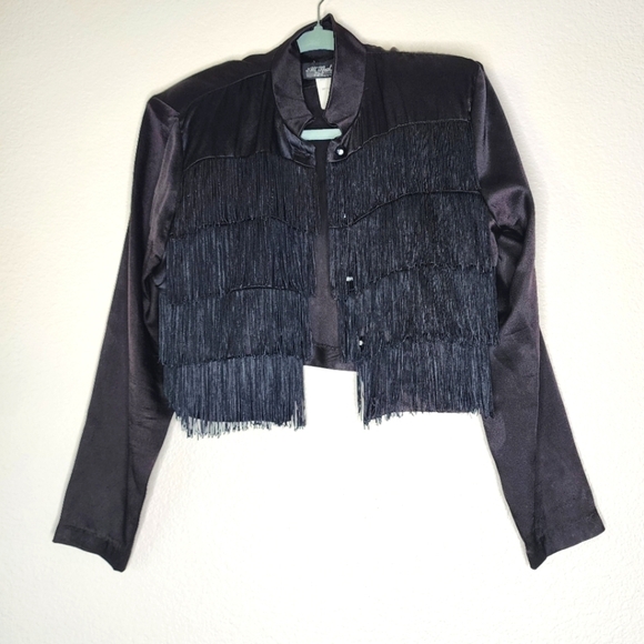 Vintage All That Jazz Black Fringe Jacket - Picture 1 of 5